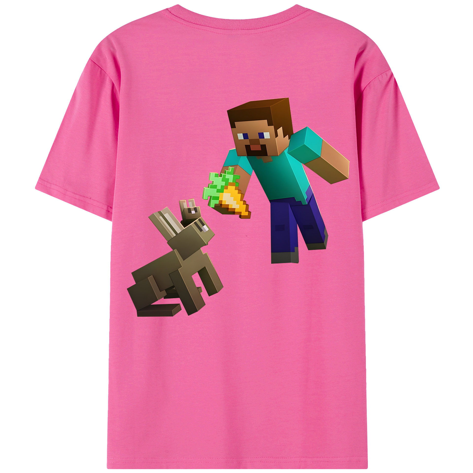（画像用） マインクラフト ブロックの世界 Minecraft MC Block world レディース半袖Tシャツ(バックプリント)